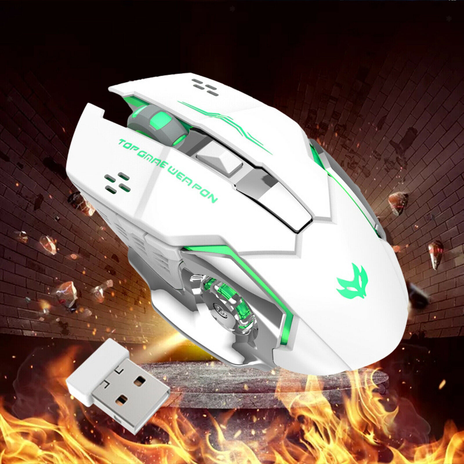 2.4G Wireless Computer Mouse with USB Receiver Portable White