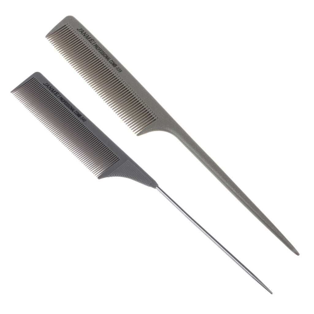 2x Teasing Sectioning Backcombing Combs Frizz Free Hairdressing Brush Gray