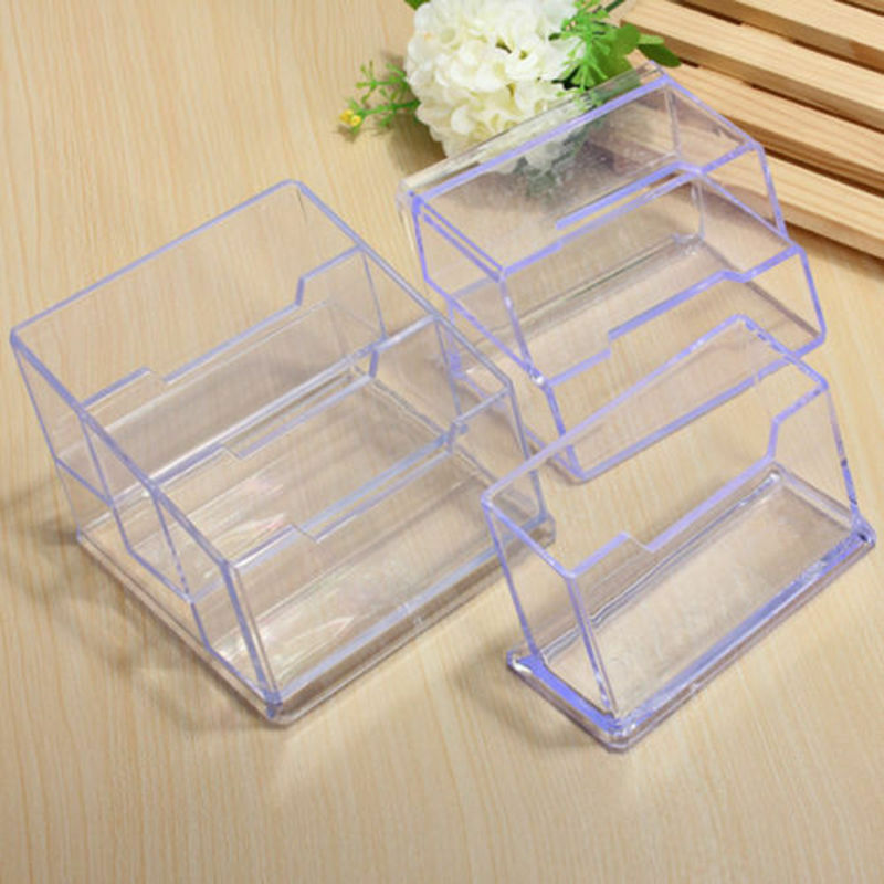 3 Tier CLEAR Acrylic Desktop Business Card Holder Display Plastic Desk Shelf