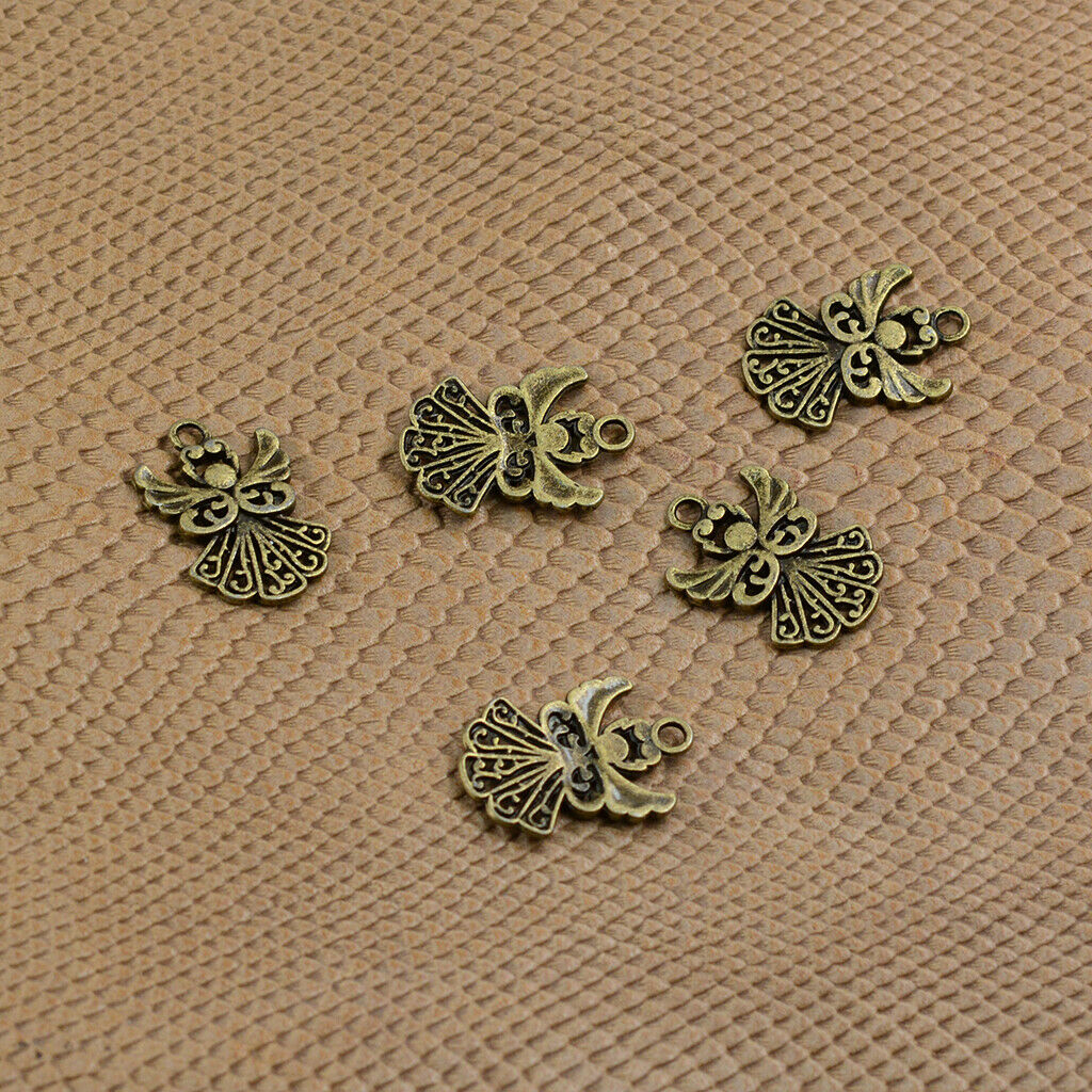 50 Bronze Angel Dangle Pendants Beads Charms for Necklace Bracelet Marking