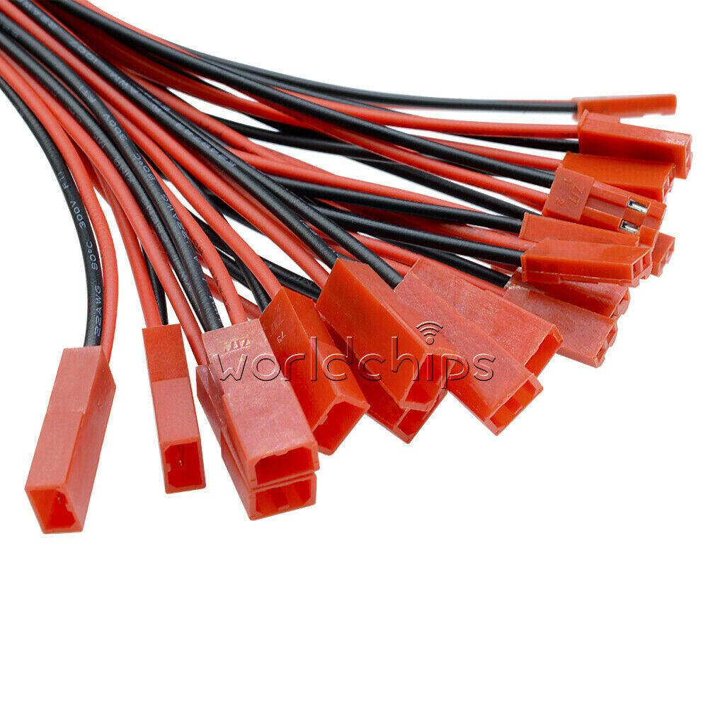 10Pairs 100mm JST Plug 2pin Connector Cable Wire Female+Male For RC Lipo Battery