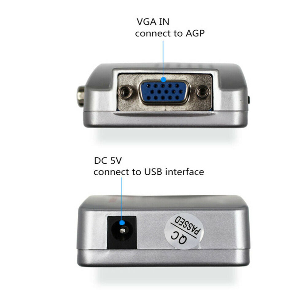 For Computer Laptop PC VGA to TV AV RC Composite Video Adapter Converter Box