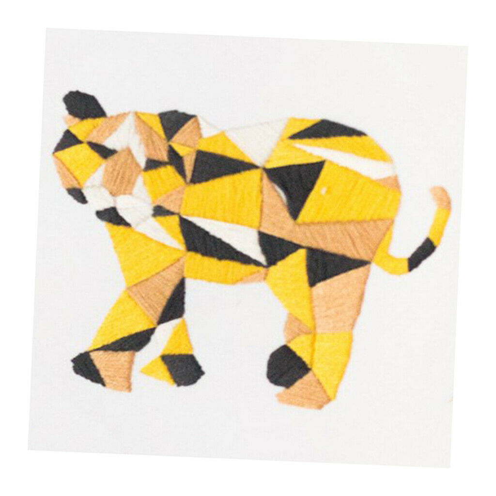 Handmade Embroidery Starter Kit Set Animals Cross Stitch for Adults Tiger
