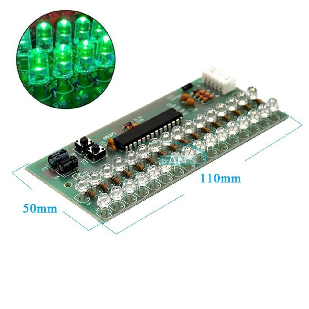 Adjustable Display Pattern  VU Meter Level Indicator 16 LED Dual Channel Green