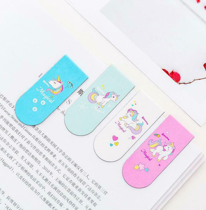 4pcs unicorn Magnetic Bookmarks Student Book Folder Marker school Supplies