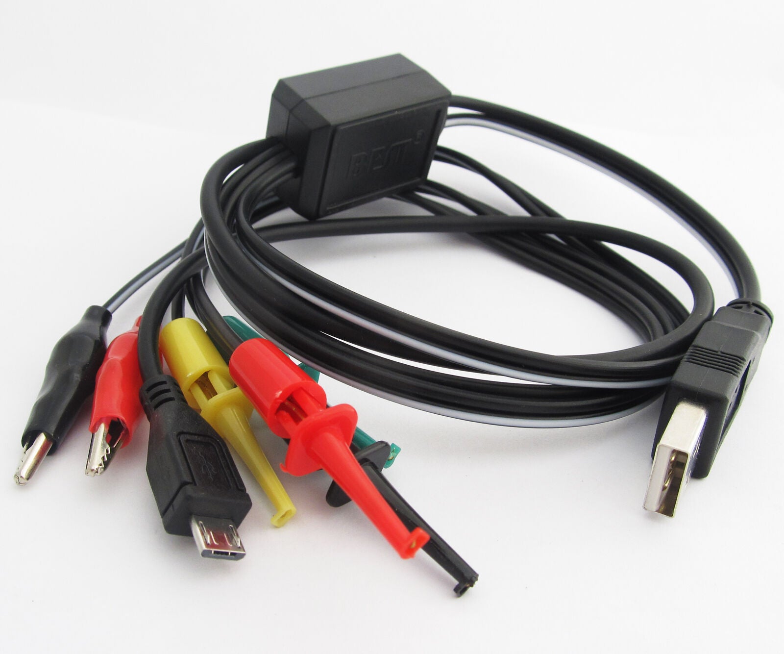 5x BEST 7 in 1 Multimeter Test Power Cable USB Male to clip/hook/Micro USB Male