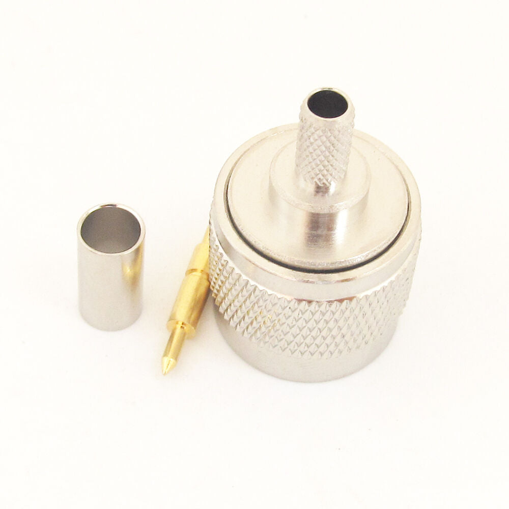 4sets Nickel N Type N Male Plug Crimp RF Coaxial Connector for RG58 50ohm Cable