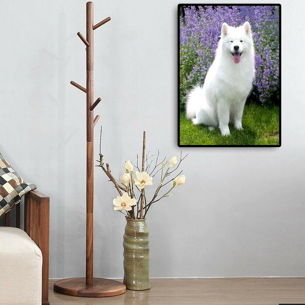 White Dog Full Round Drill 5D Diamond Painting Embroidery Kit Cross Stitch @