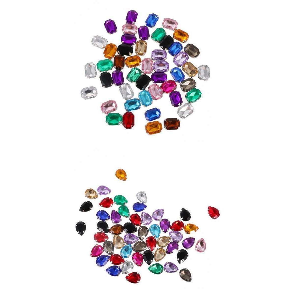 100pcs Acrylic Crystal Rhinestone Waterdrop & Retangle Sewing Buttons Craft