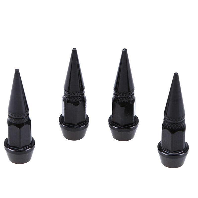 4Pc Black Chrome Aluminum Metal Spike Wheel/Tire Valve Stem Car Truck Air Caps