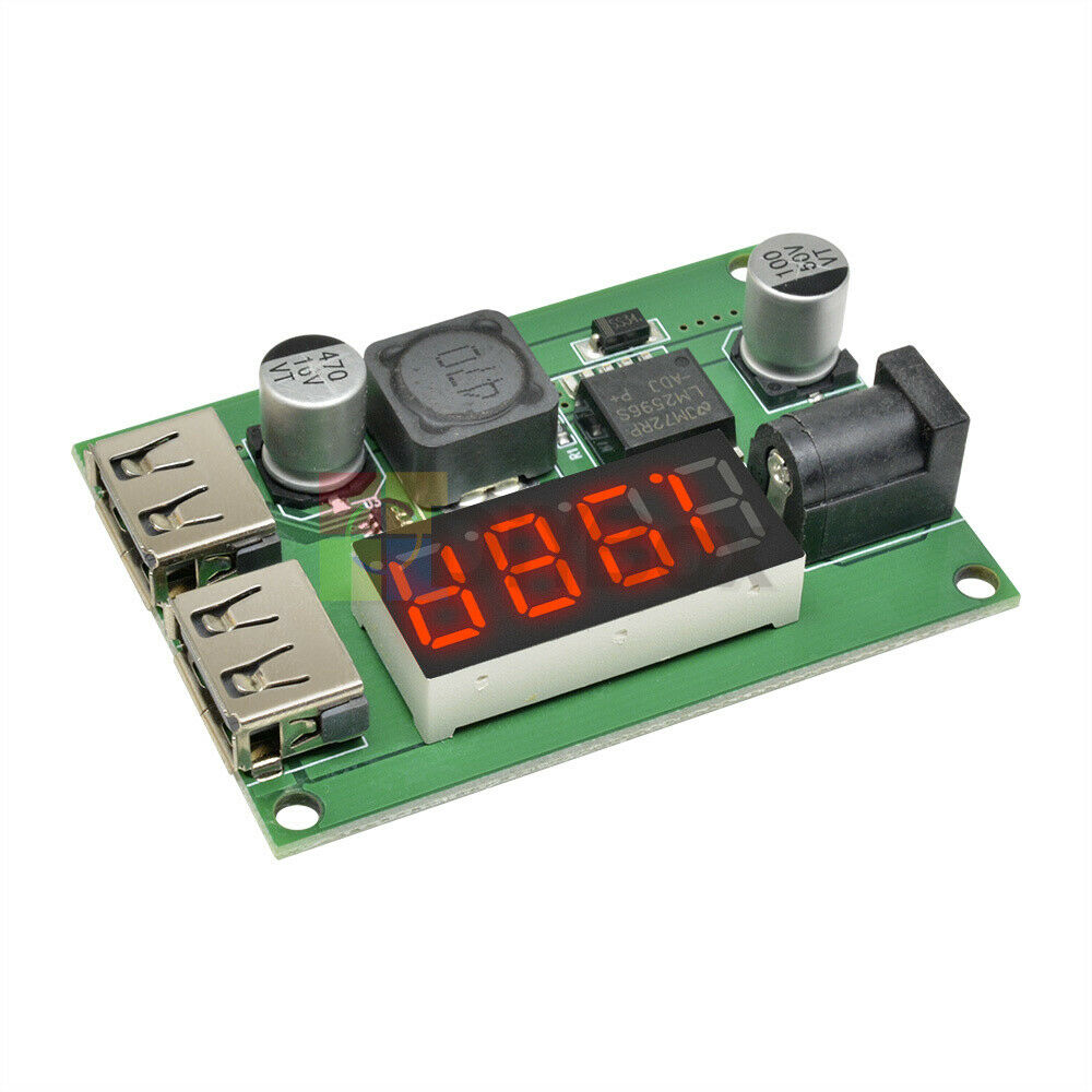 DC-DC 12V/24V/36V to 5V 3A Dual USB Step Down Buck Converter Voltmeter For Car