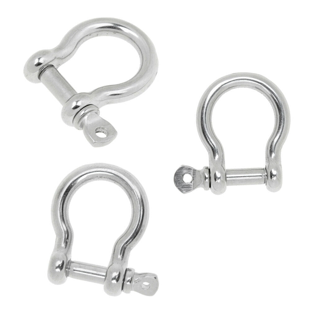 3 Pieces of D Ring Shackle Boat Anchor Shackle 304 Stainless Steel Chain Shackle