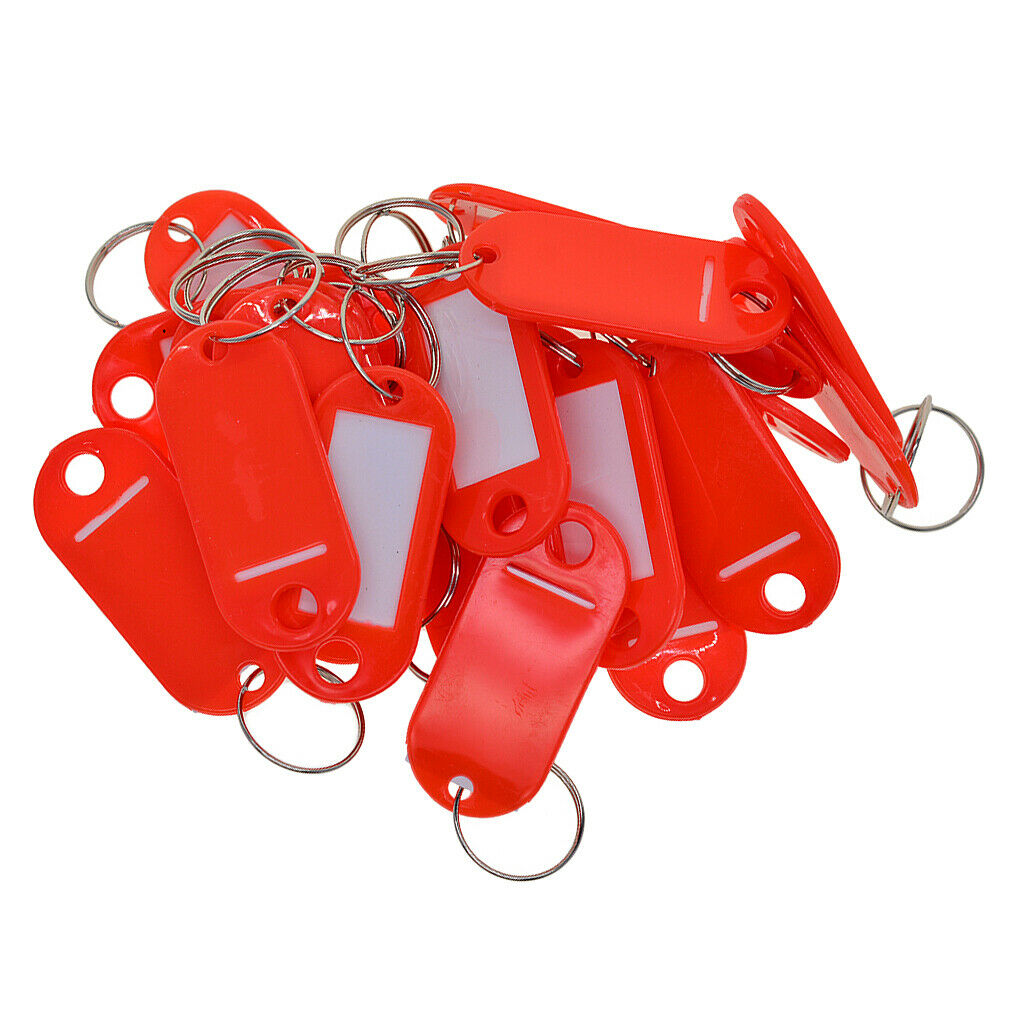 150Pcs Key Tags Plastic ID Tags Name Label Key Ring Fob Tag Bag  w/ Split Rings