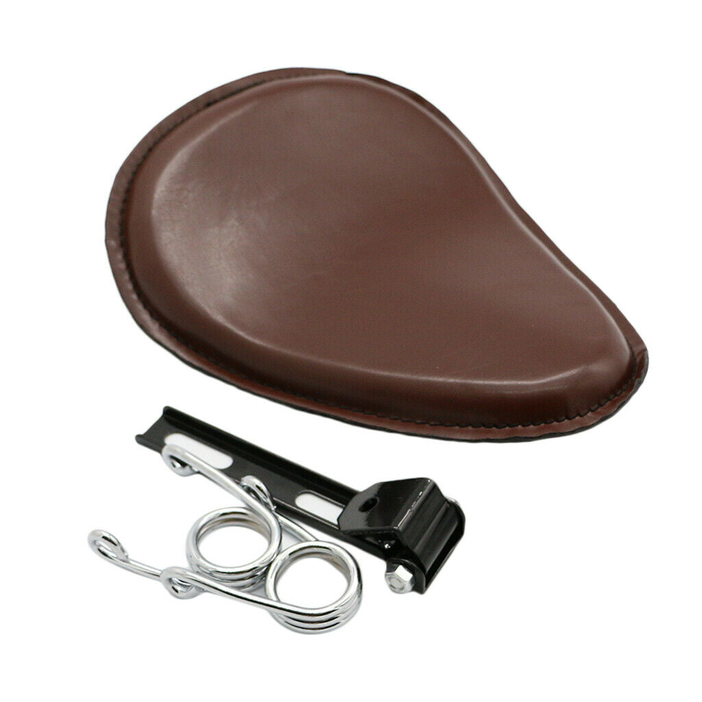 Motorcycle saddle solo seat kit made of PU leather, brown, 31 x 26 x 3 cm
