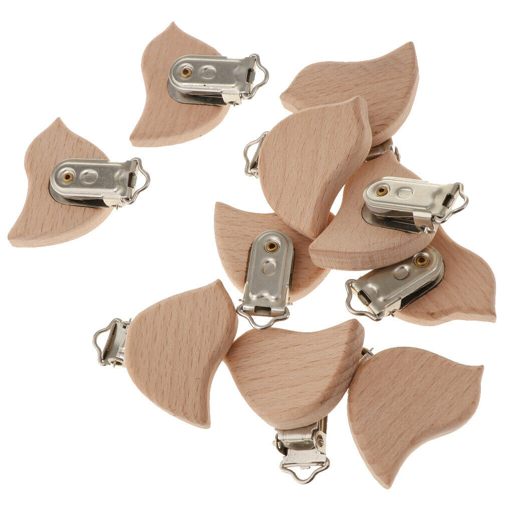 Beech Wooden Baby Pacifier Clip Soother Holders Bird-Shaped Dummy Clip