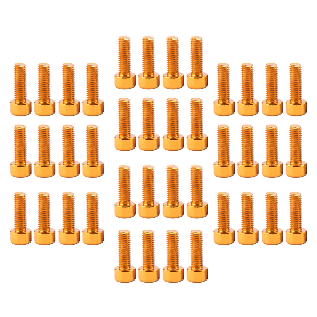 40x Bike Water Bottle Cage Holder Bolts Hex Socket Screws Durable Yellow