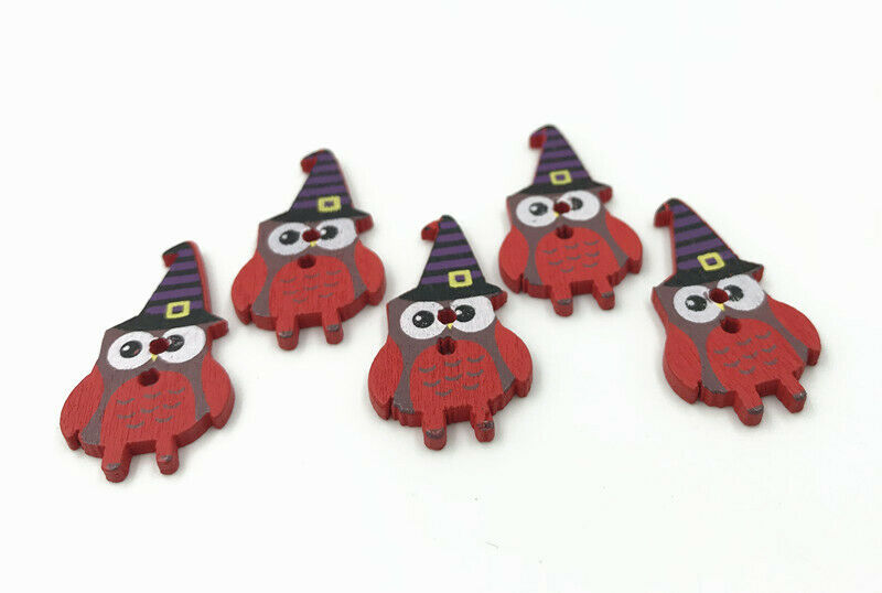 50X Halloween Owl shape Wooden buttons Fit sewing scrapbooking Handicrafts 30mm
