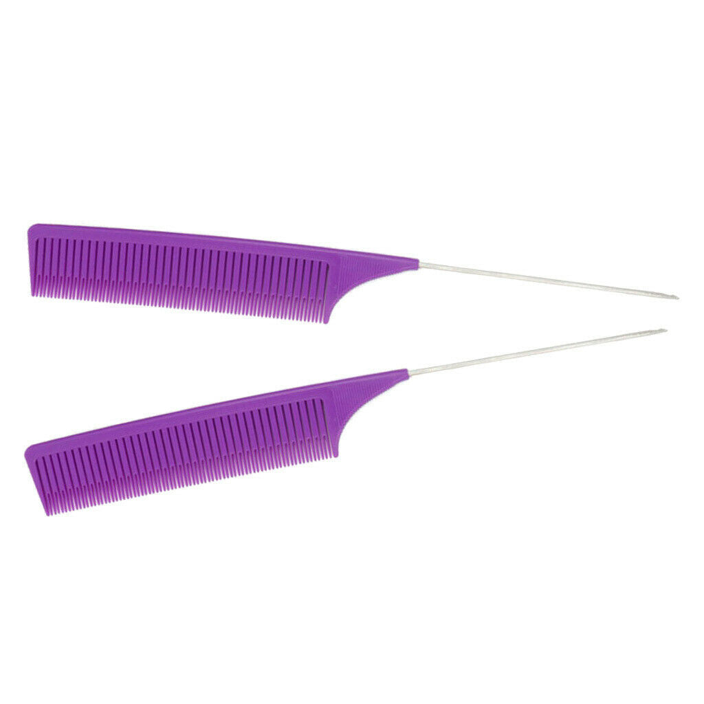 2pcs Fine-tooth Weave Highlighting Foiling Hair Combs Dyeing Comb Purple