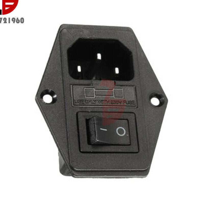 3 in 1 IEC320 AC Inlet Male Plug Power Supply Socket With Fuse Switch 10A 250VAC