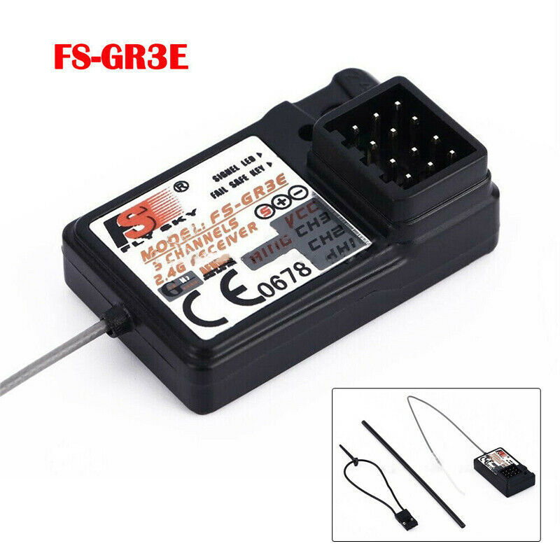 FS-GR3E Upgraded 3CH Channel 2.4G Receiver GT3B GR3C for RC Car Truck Boat Black
