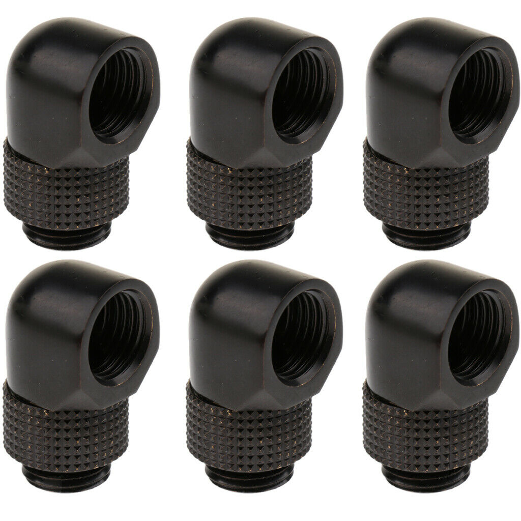 6 pcs G1/4 90 Degree Rotary Male to Female Fitting Adapter for Water Cooling