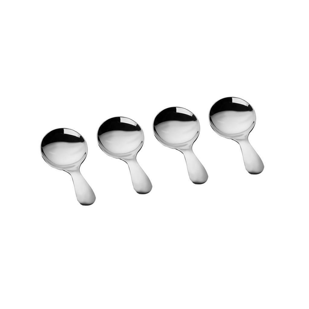 4pc Ice Ceram Spoon Small Stainless Steel Short Coffee Tea Cutlery Set Sugar