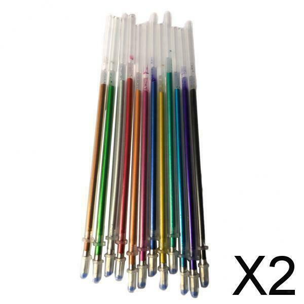 2X 1 pack 0.8mm Colorful Glitter Ink Gel Pen Refills  12pcs Metallic
