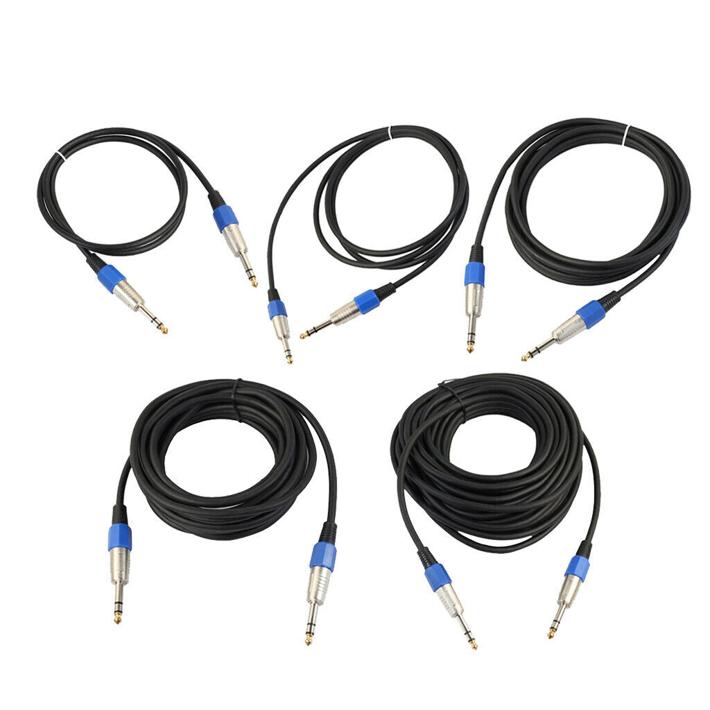 Stereo 6.35mm Electric Guitar Bass Cable Amp Cord for Home Theatre KTV 1m