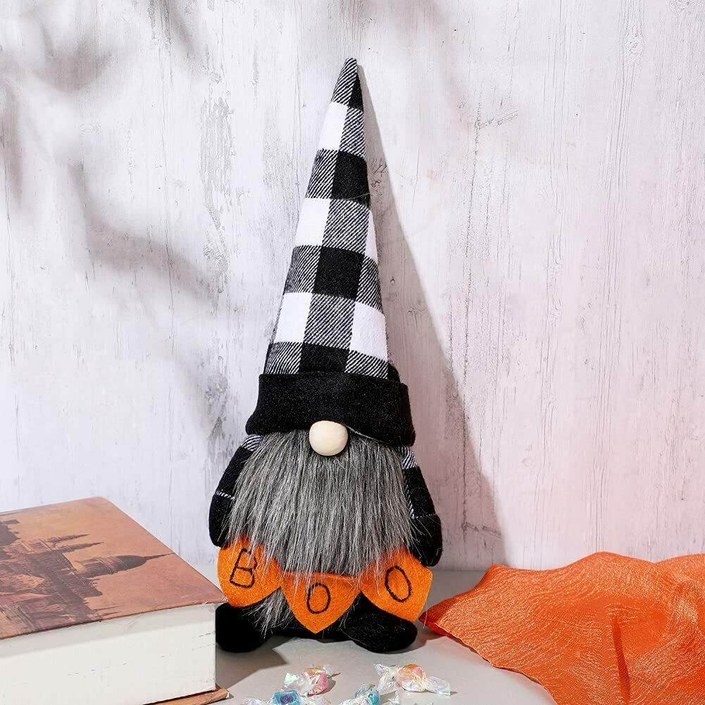 2Pcs Halloween Gnomes Plush Decor Ghost Faceless Gnome Pumpkin Tomte Decorations