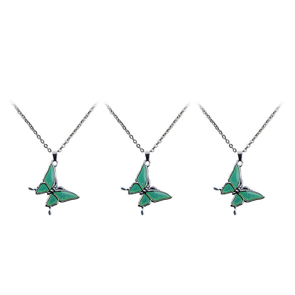 3x Color-changing Mood Necklace Butterfly Pendant Women Banquet Jewelry