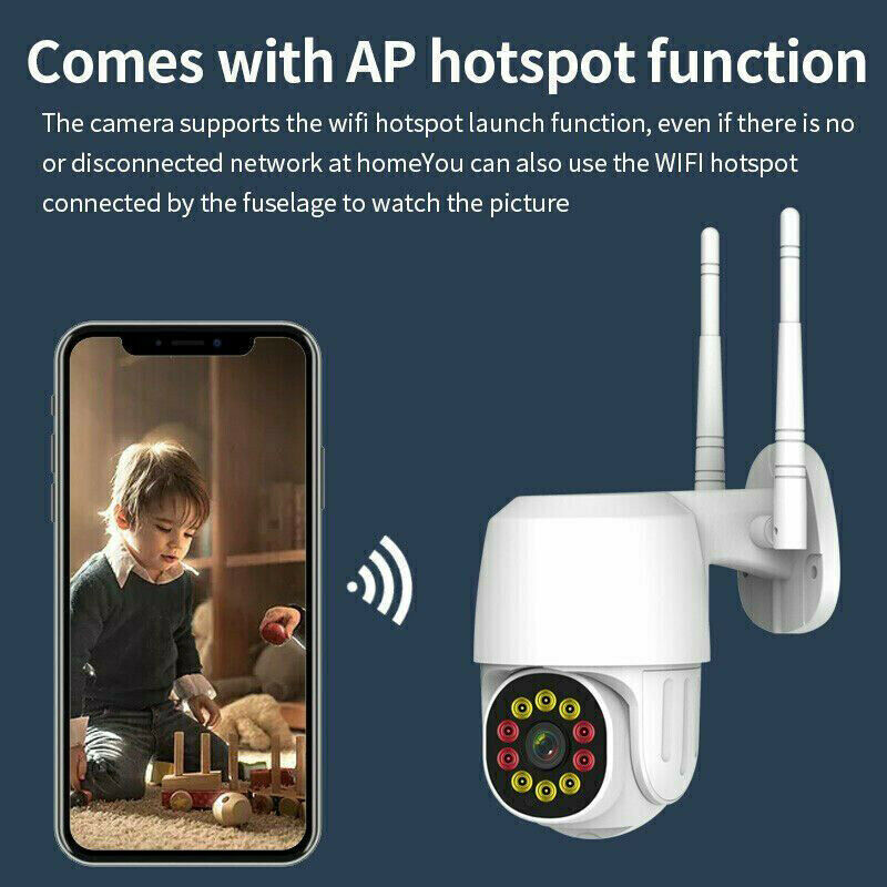 1080P 10LED WIFI IP Camera Wireless Outdoor CCTV HD PTZ Home Security IR Monitor