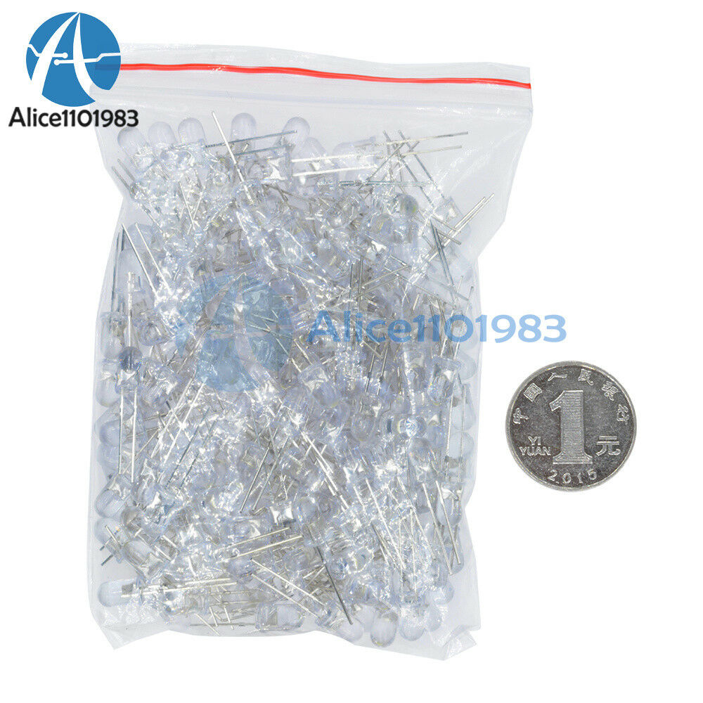 1000PCS F5 5MM White Color White Light Round Superbright LED Lamp