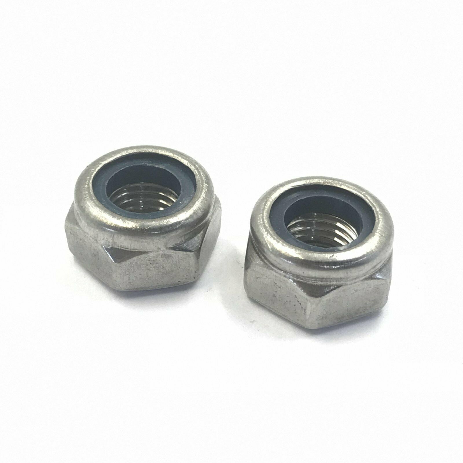 2Pcs M8 x 1.25 Metric Left Hand Thread Stainless Steel Nylon Lock Hex Nut [M1]