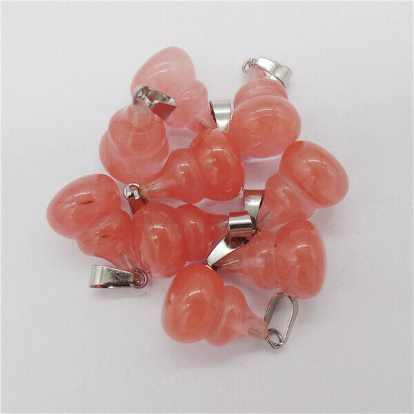 15Pcs 18x14mm Red Cherry Quartz Carved Gourd Lucky Pendant Bead DIY HH9611