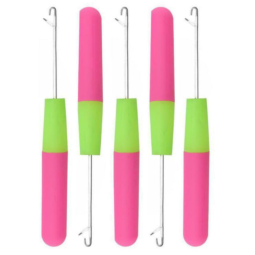 5 Packs 6in Latch Hook Crochet Needle for Braids Hair Extension Weave Pink