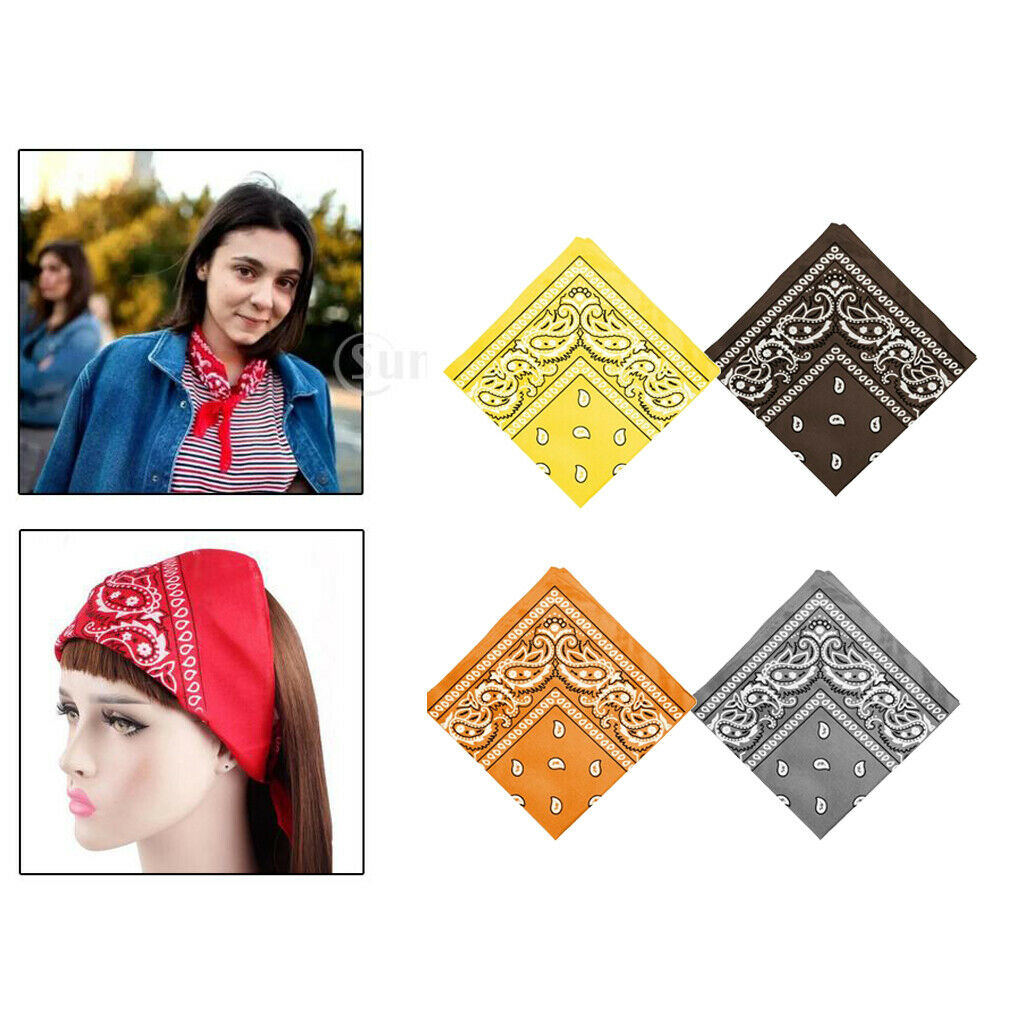 4-piece Women's 55cm Cowboy Paisley Head Wrap Bandana Handkerchief Hair Band