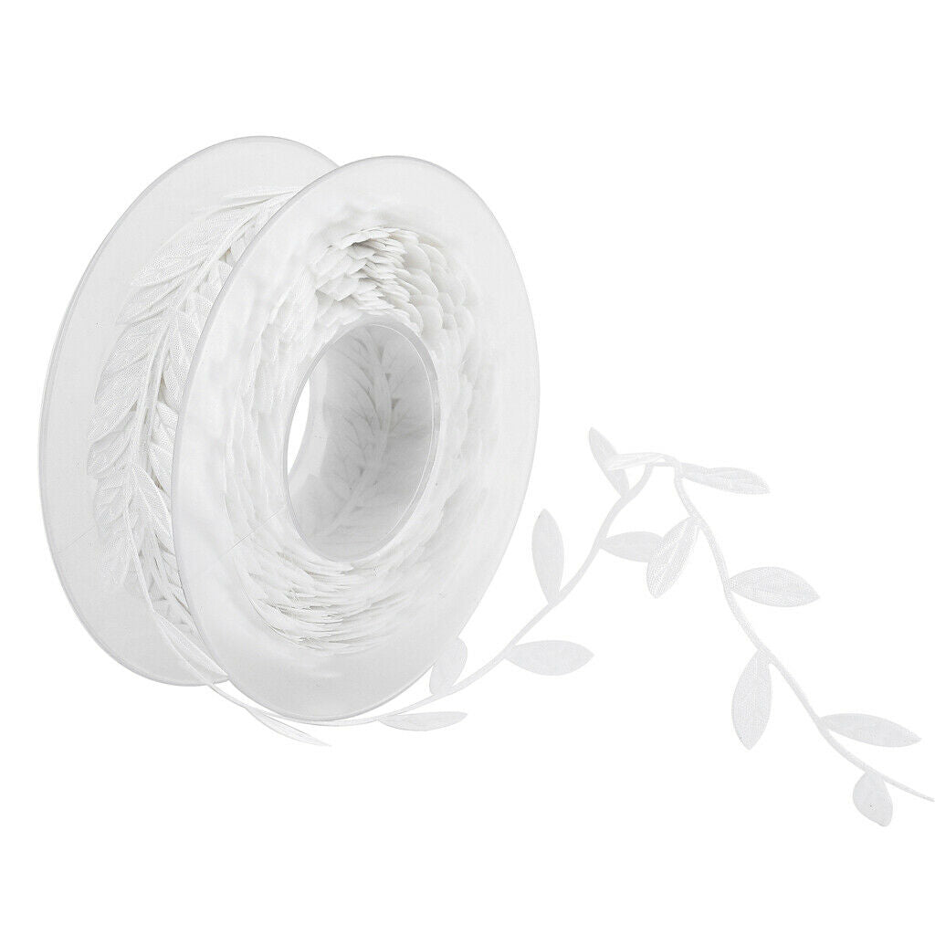 15m Leaves Ribbon Trim Wreath for Wedding Wall Crafts Party Decor White