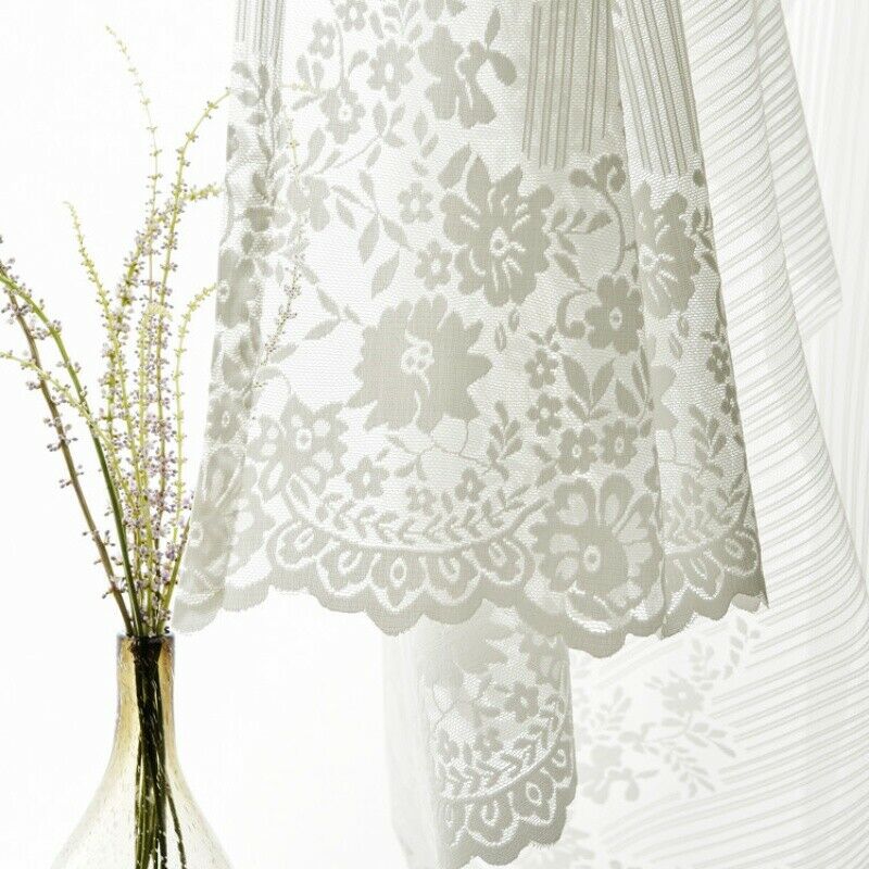 Flower Lace Tulle Curtain Fabric Sheer Net Voile Window Panel Drape Divider DIY