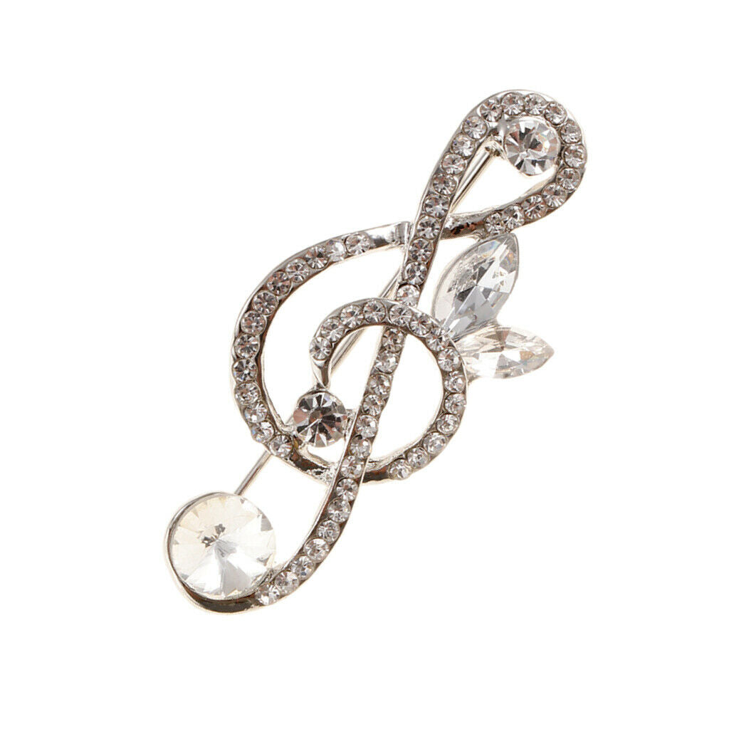 2PCS Music Shape Rhinestone Brooch Corsage Breastpin Pin For Music Lover