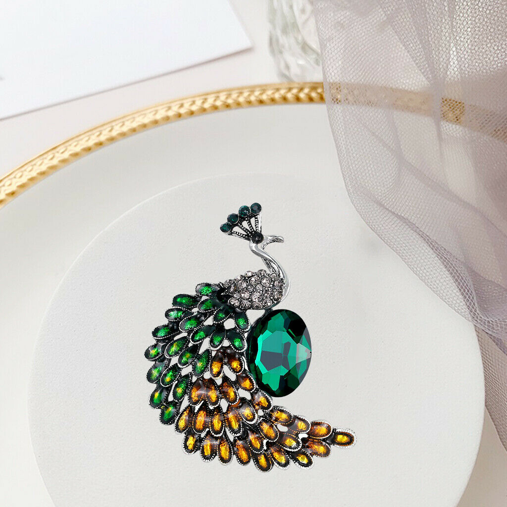 High Quality Fashion Pretty Peacock Rhinestone Crystal Animak Brooch Pin