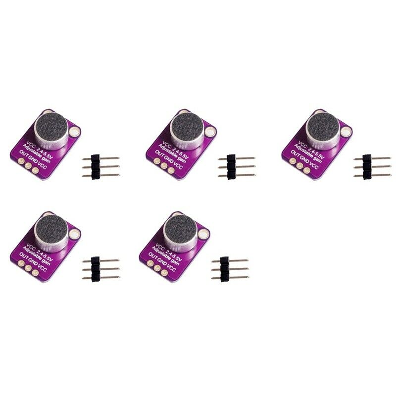 5 Pcs GY-MAX4466 Microphone AGC Amplifier Board Module Auto Gain Control AttacI9