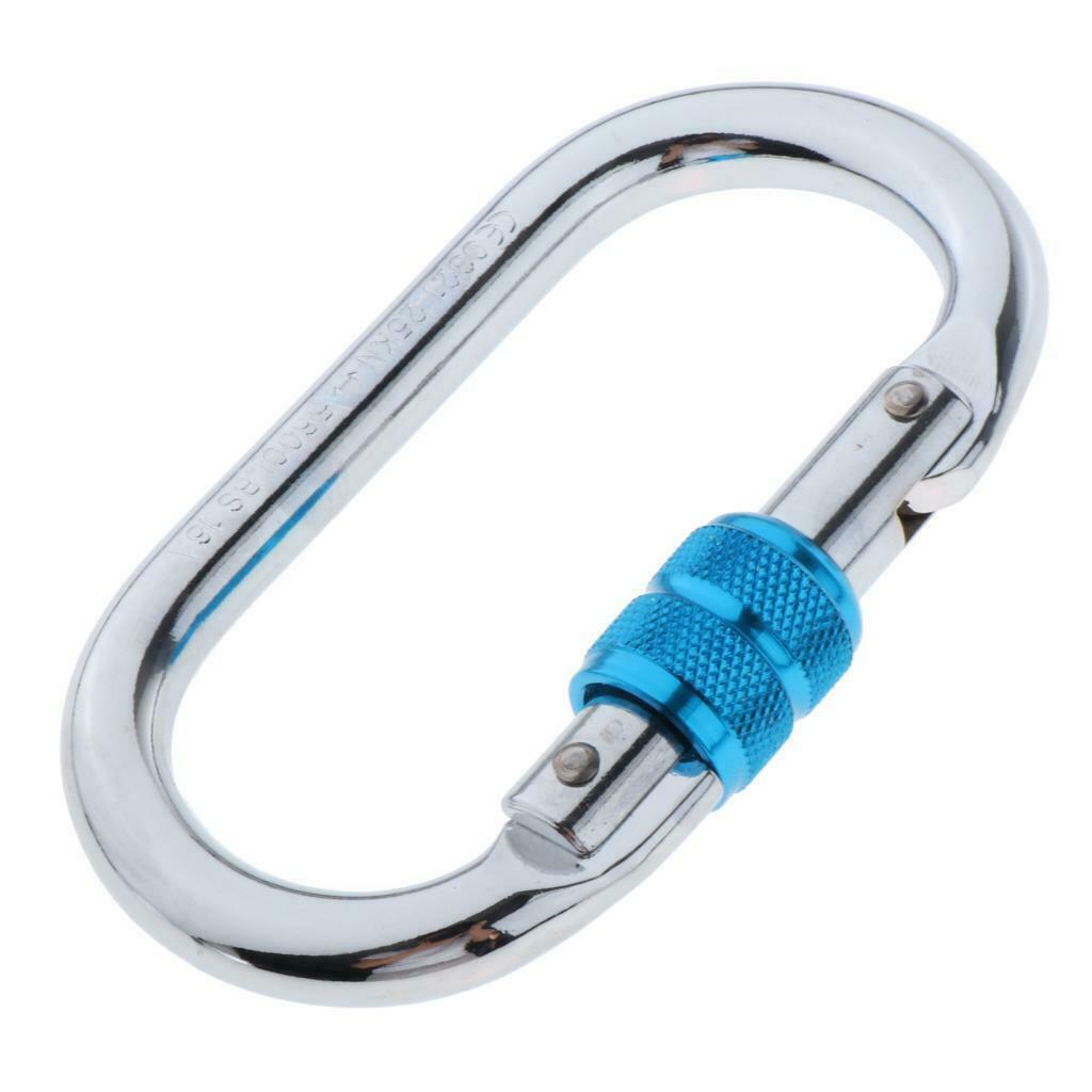 25KN O Ring Steel Screw Locking Carabiner Rock Climbing Rappelling Camping Swing