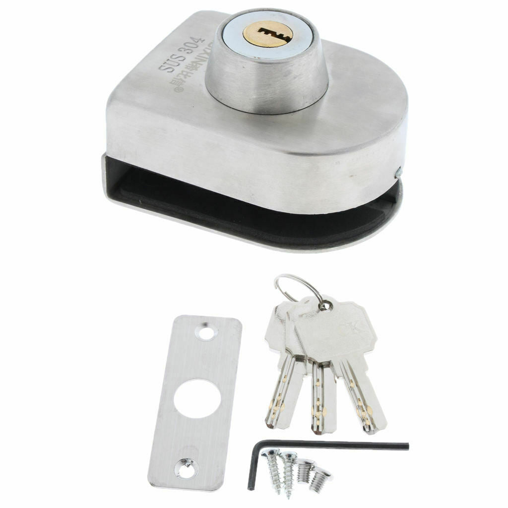 Blesiya Stainless Stee Single Glass Door Lock with 3Pcs Keys