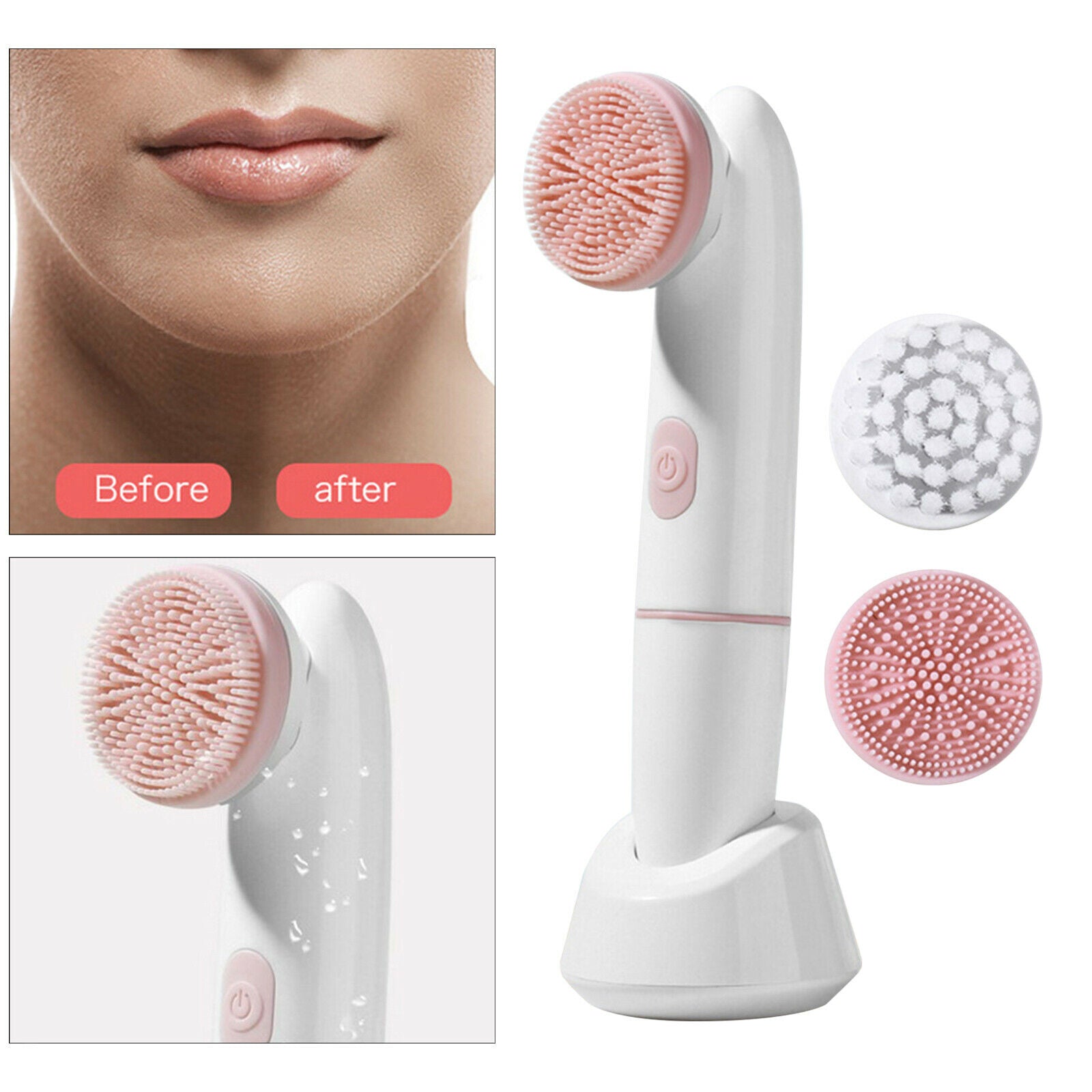 2 in 1 Electric Facial Cleansing Brush Acne Waterproof Massaging Massager