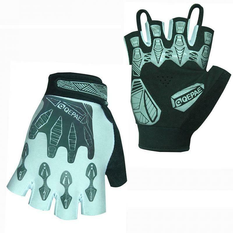 Motorcycle Bike Bicycle Riding Cycling Reflective Half Finger Gloves White S