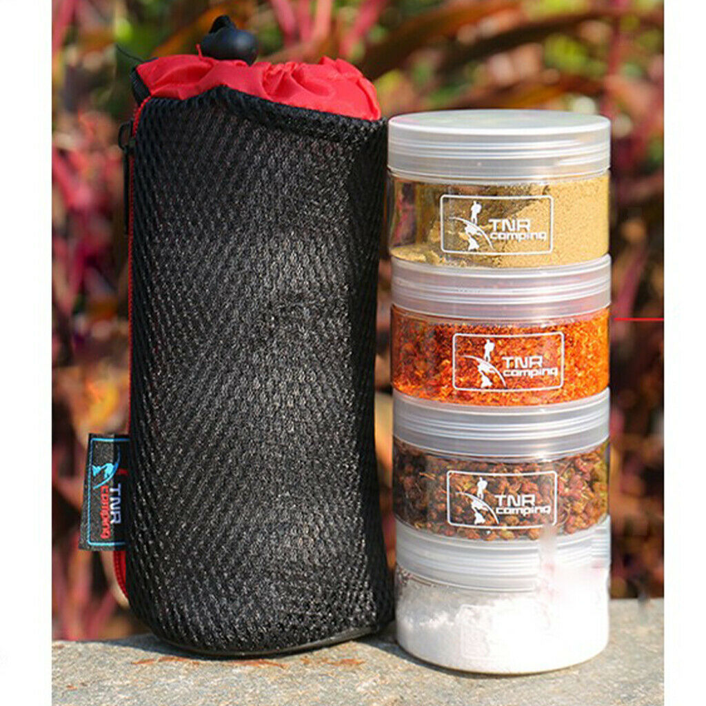 Camping Spice Jars Set of 7 Sauce Seasoning Container Bottles with Carry Bag