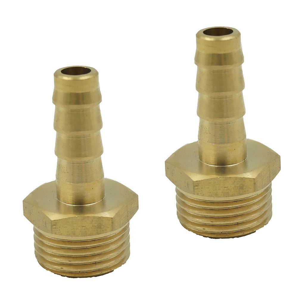 2Pcs 10mm 3/8" Brass Male Barbed Hose Tube Fitting Pipe Coupler Connector