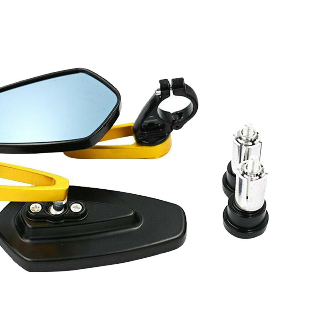 Yellow Motorcycle Rear View Mirrors Motorbike with Screws Universal Fit