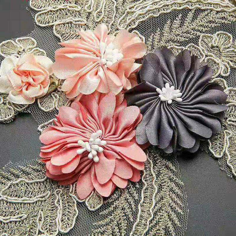 Lace Embroidery Applique Flower Wedding Dress Decor Floral Costume DIY Sew Craft
