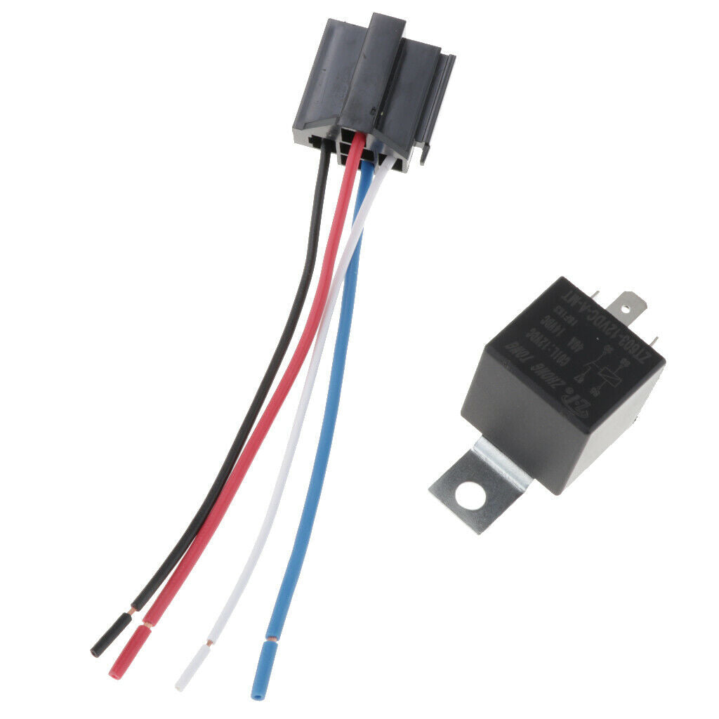 40A 4-Pin Relay Socket Harness Connector for Car Truck + Harness Sockets